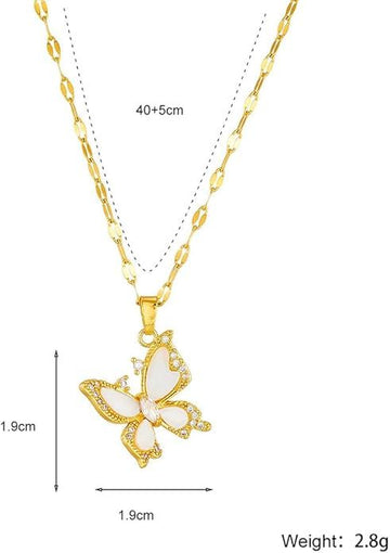 Gold Plated Butterfly Necklace for Women - Elegant Design and Shine - Habibay Mart