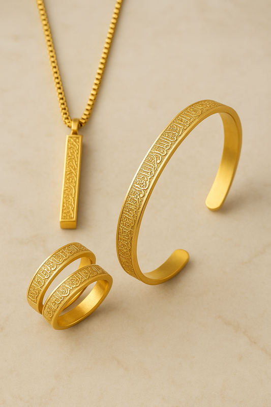 Ayatul Kursi Jewelry Set: Bracelet, Ring & Necklace Full Set - Habibay Mart