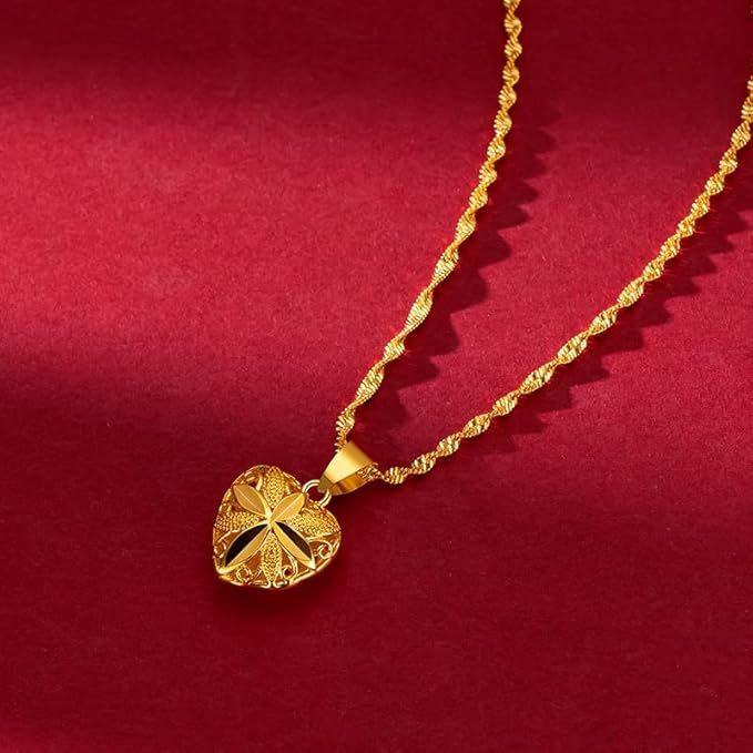 Gold Heart Necklace for Women - Elegant Gold Heart Necklace Design - Habibay Mart