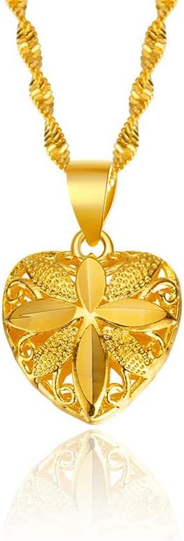 Gold Heart Necklace for Women - Elegant Gold Heart Necklace Design - Habibay Mart