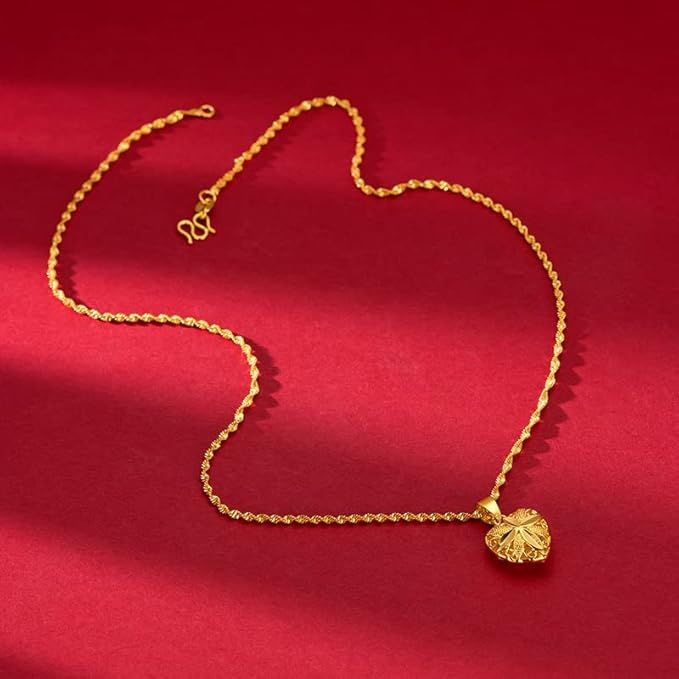 Gold Heart Necklace for Women - Elegant Gold Heart Necklace Design - Habibay Mart