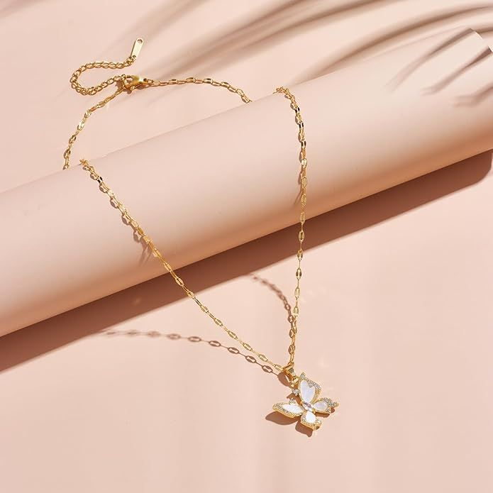 Gold Plated Butterfly Necklace for Women - Elegant Design and Shine - Habibay Mart