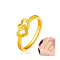 Gold Plated Heart Ring - Retro Heart Design - Habibay Mart